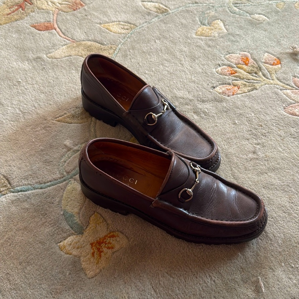 Gucci brown horsebit loafers